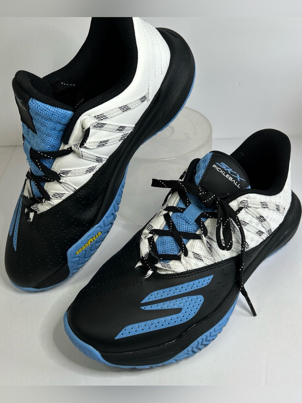 Sketchers viper 7.5 pickleball sneakers black blue white shoes